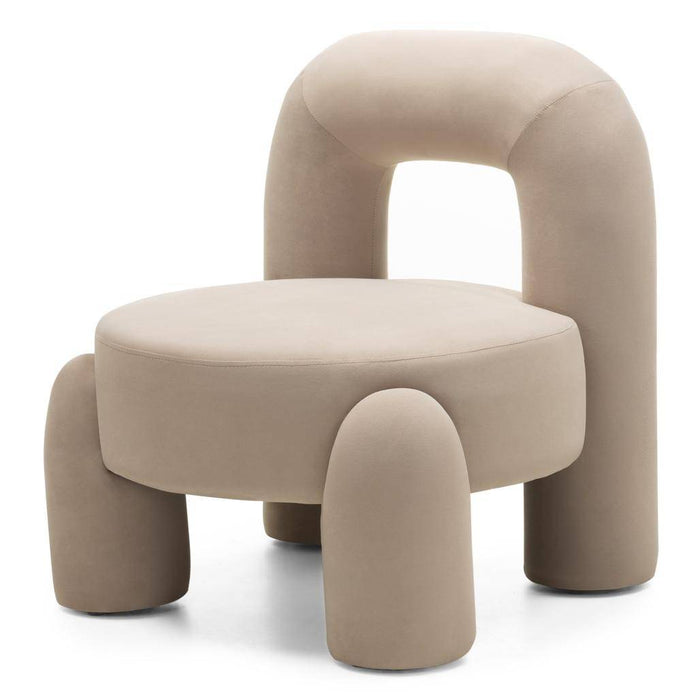 Poltrona lounge LUCCA velluto beige chiaro