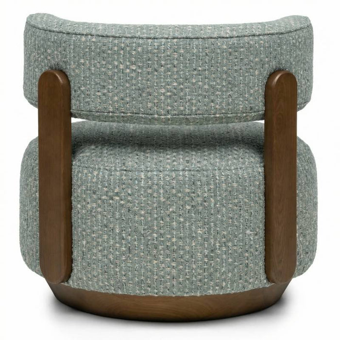 Poltrona lounge MARABELL, forme arrotondate, blu-beige/noce