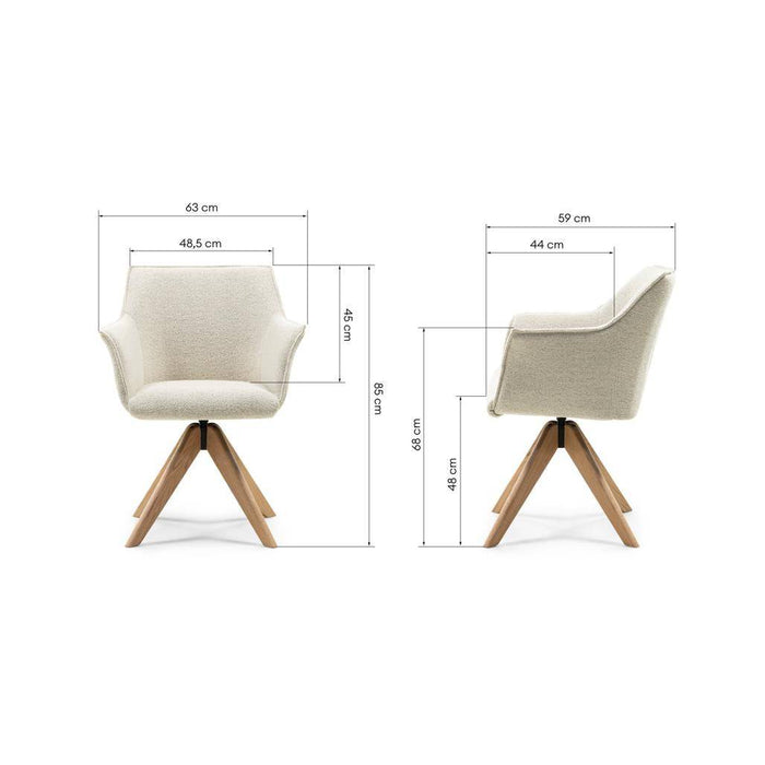 Sedia Girevole MANER, Crema, Quercia