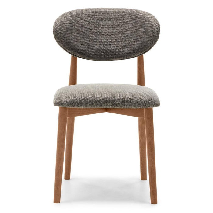 Sedia rivestita MIA, grigio scuro/noce