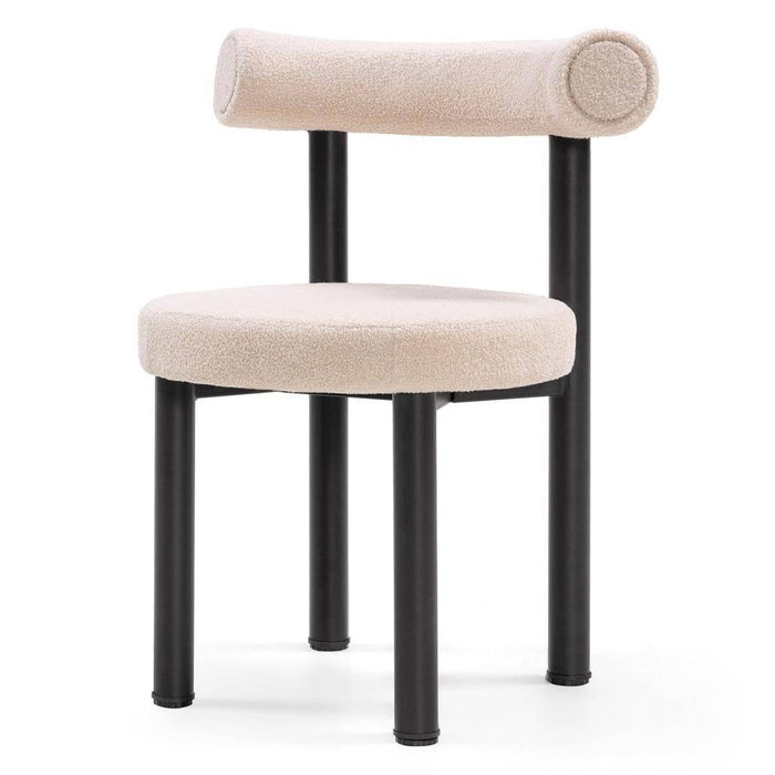 Sedia da Pranzo PERER, Beige Bouclé/Gambe Nere