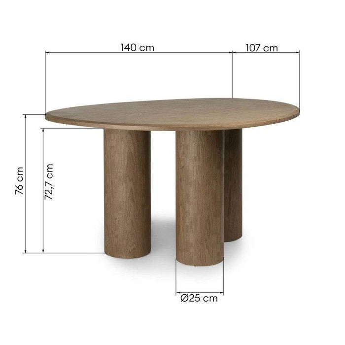 VISPI Tavolo da Pranzo 140 cm, Noce