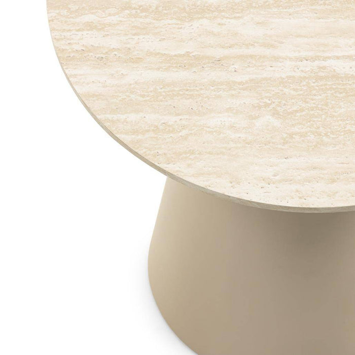 Tavolino da caffè rotondo OREZ, beige travertino