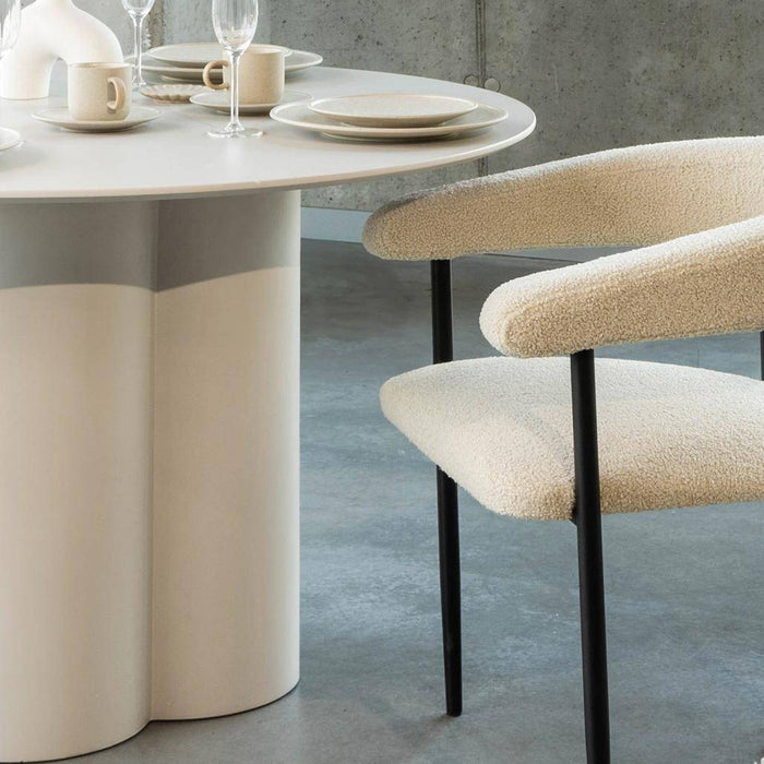 Tavolo da pranzo rotondo COLONA, grigio-beige