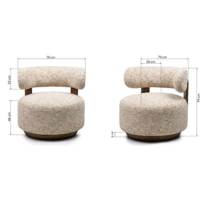 Poltrona lounge MARABELL, beige-grigio/noce