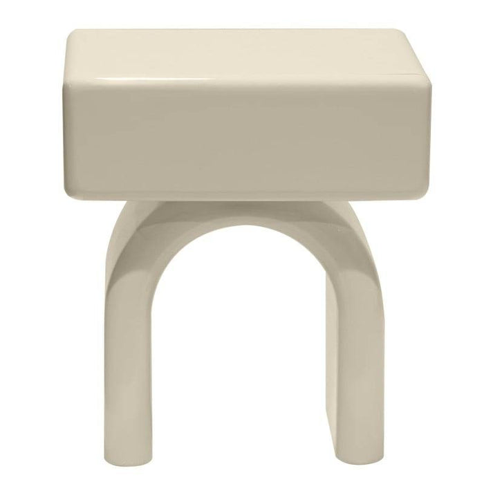 Comodino LUSH con cassetto, bianco crema, forma arcuata