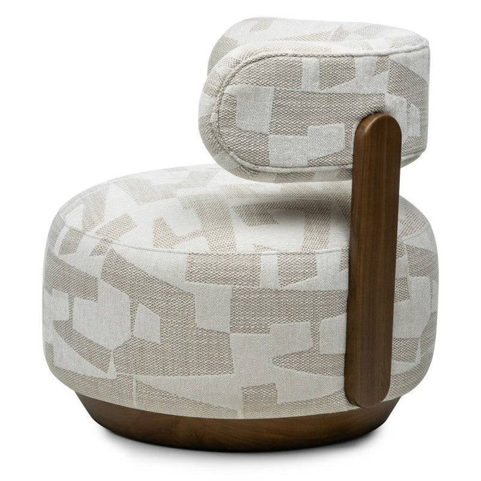 Poltrona MARABELL, forme arrotondate, beige/cream, noce