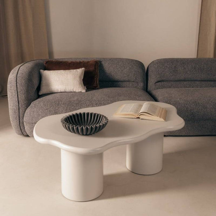 Tavolino MIRELLA, grigio-beige, forme arrotondate