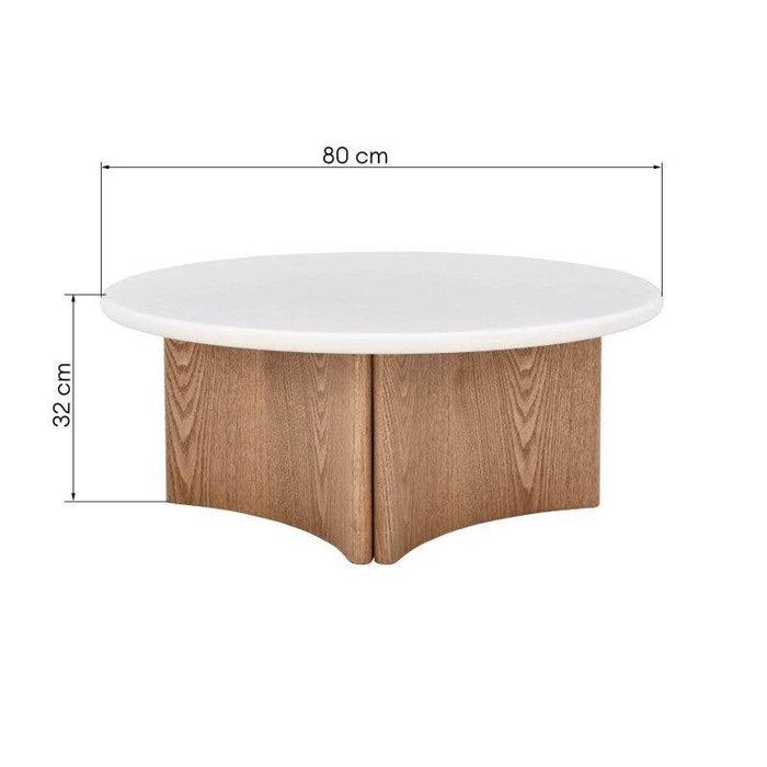 Tavolino da caffè ARLOM 80 cm, bianco crema/rovere
