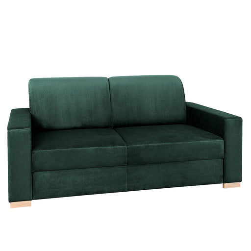 Divano in velluto verde scuro con schienale e seduta imbottiti, stile moderno e raffinato, perfetto per ambienti living di classe - SKU: SF040STABL2-RV38