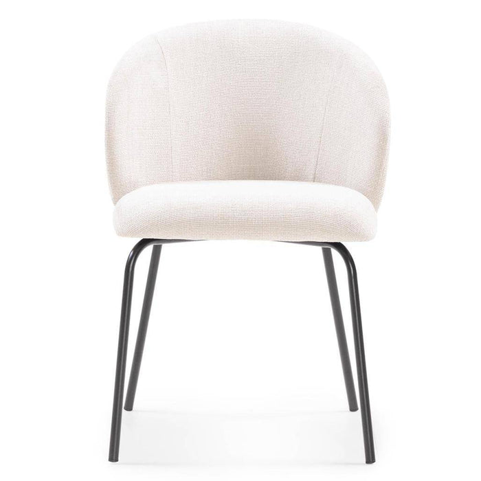 Sedia da pranzo LUEUR, beige chiaro, gambe nere
