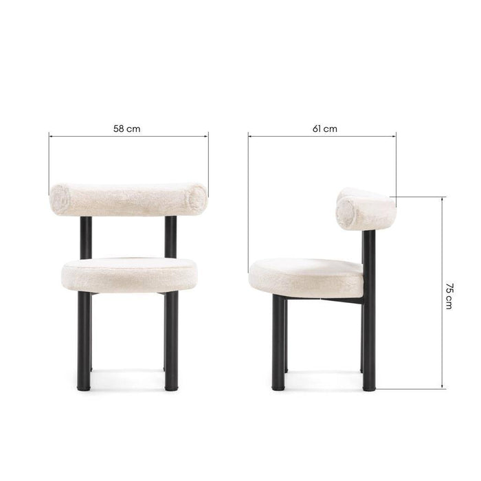 Sedia da Pranzo PERER, Ecru/Gambe Nere