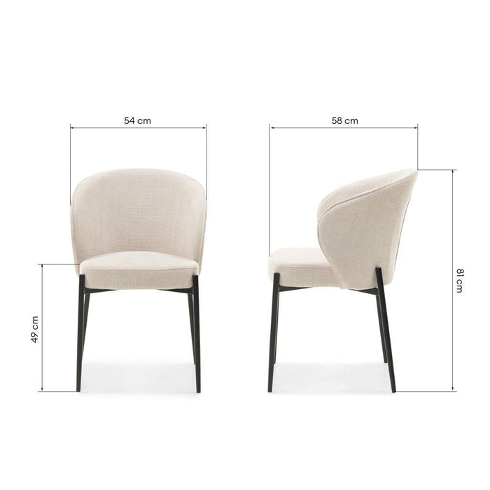Sedia da pranzo GUSTO, beige chiaro, gambe nere