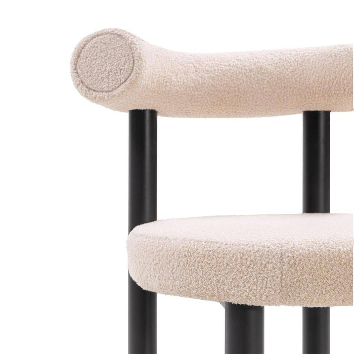 Sedia da Pranzo PERER, Beige Bouclé/Gambe Nere