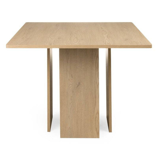 Tavolo da pranzo minimalista in rovere Cremona con piano quadrato di 100 cm, struttura robusta e stile contemporaneo, ideale per sala da pranzo.