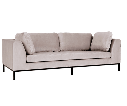 Divano 3 posti Coco Nero Ambient in tessuto beige con struttura in metallo nero, design contemporaneo, ideale per soggiorno elegante.