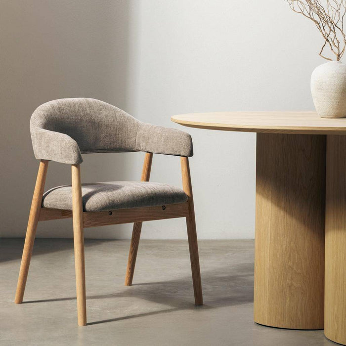 Sedia Imbottita LARIS, Beige Scuro/Quercia