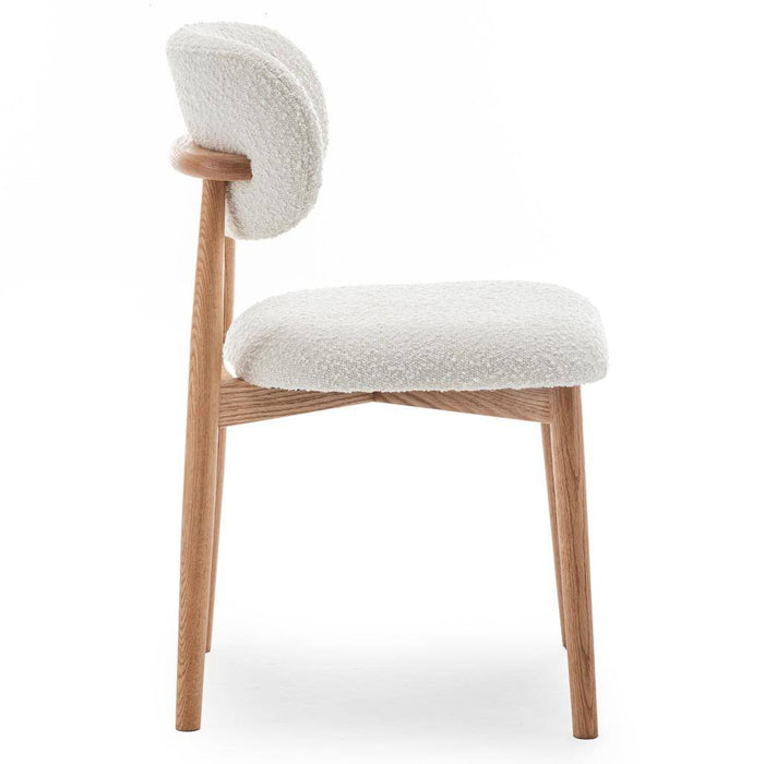 Sedia rivestita MIA, bianco, bouclé/rovere