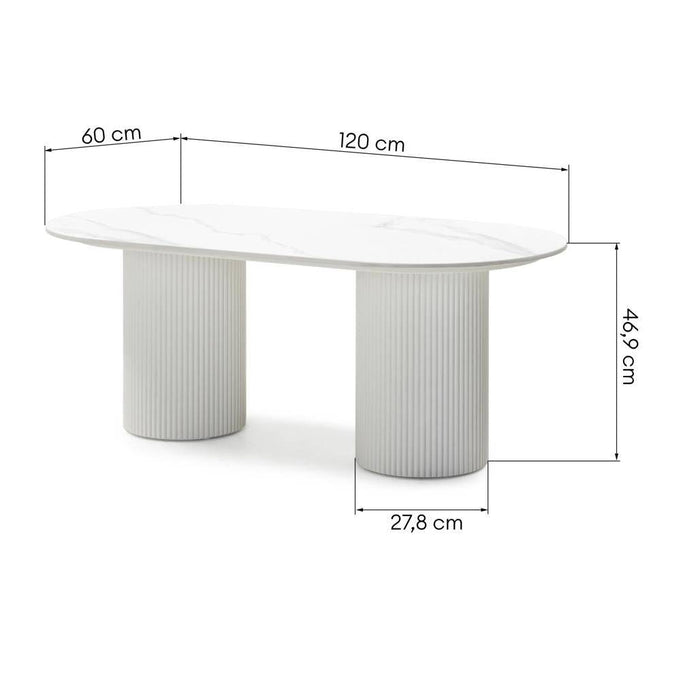 Tavolino da caffè 120 cm MARBELLA ovale effetto marmo