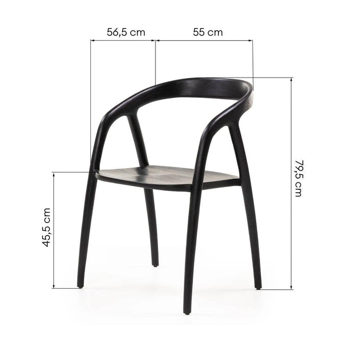 Sedia da Pranzo NIBI OKA, Nero, Legno di Teak