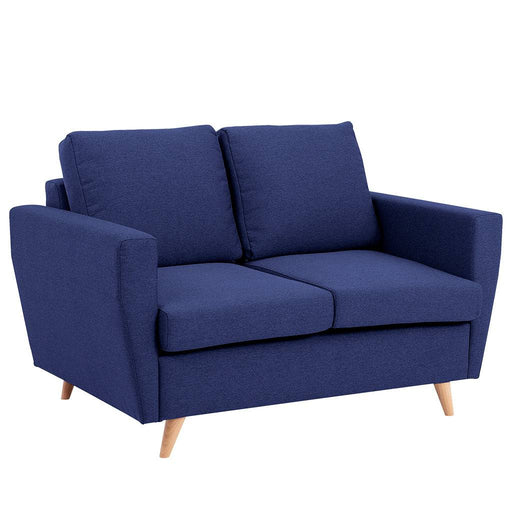 Divano due posti in tessuto inchiostro naturale, stile moderno con gambe in legno chiaro, ideale per salotti piccoli, SKU: SF040LOVE2-ET80