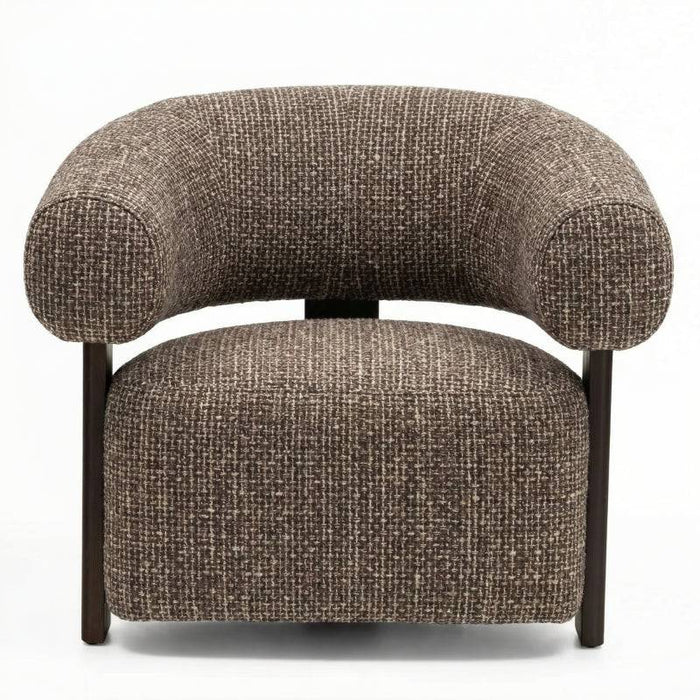 Poltrona lounge MARBELLO, forme arrotondate, marrone-crema/noce