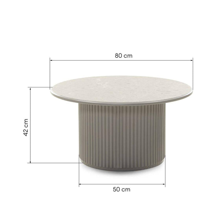 Tavolino caffè rotondo ASTI 80 cm, grigio, effetto marmo