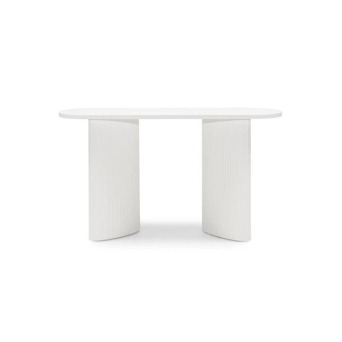 Scrivania/consolle ALREQUIN 140 cm, bianco, gambe lamellari