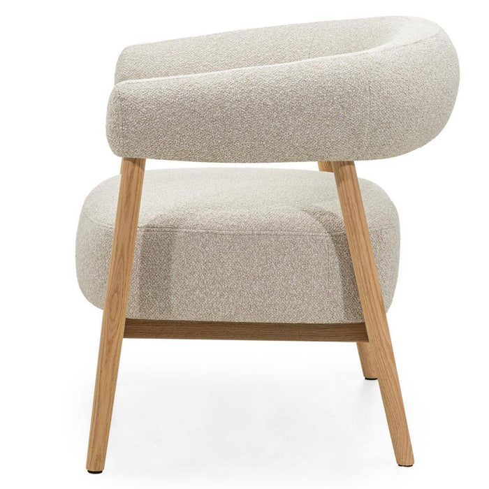 Poltrona MUE beige chiaro con legno di quercia