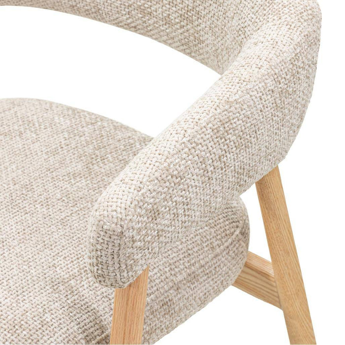 Sedia Imbottita MUE, Beige/Legno di Quercia