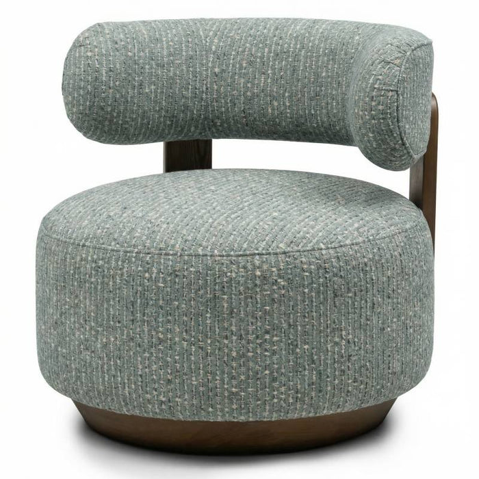 Poltrona lounge MARABELL, forme arrotondate, blu-beige/noce