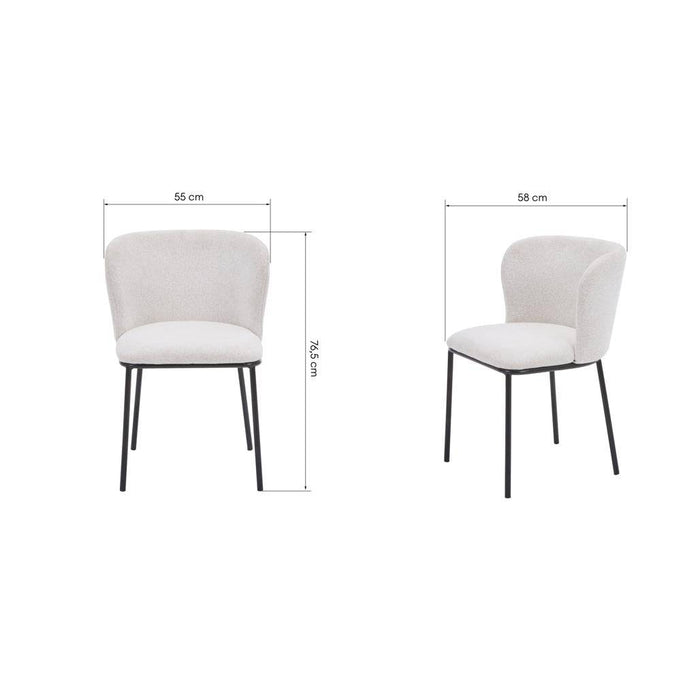 Sedia da Pranzo NIKA, Ecru con Gambe Nere