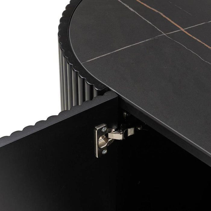 Cassettiera NOIR nero con superficie rigata