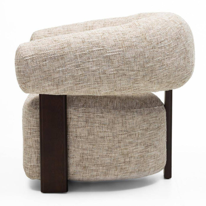 Poltrona MONIQUE, Beige Grigio/Noce, Forme Arrotondate