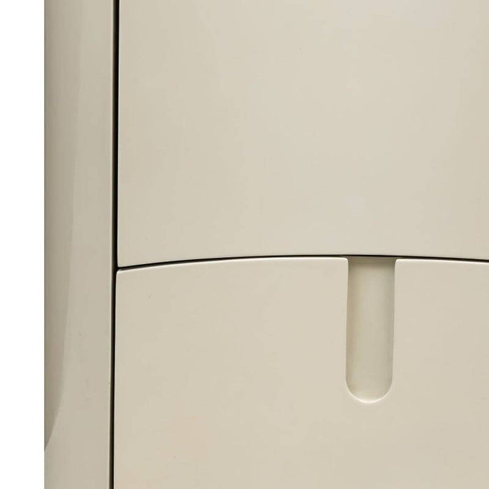 Comodino ENAV con cassetti, bianco crema, forme arrotondate