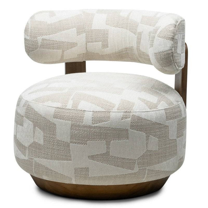 Poltrona MARABELL, forme arrotondate, beige/cream, noce