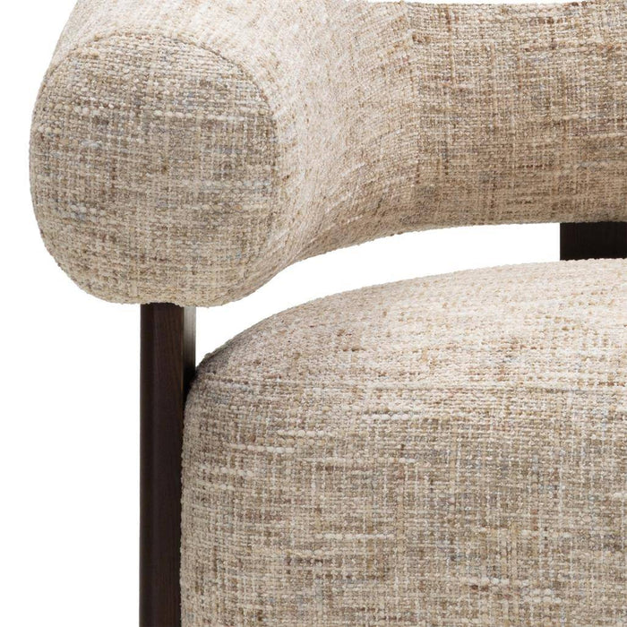 Poltrona MONIQUE, Beige Grigio/Noce, Forme Arrotondate