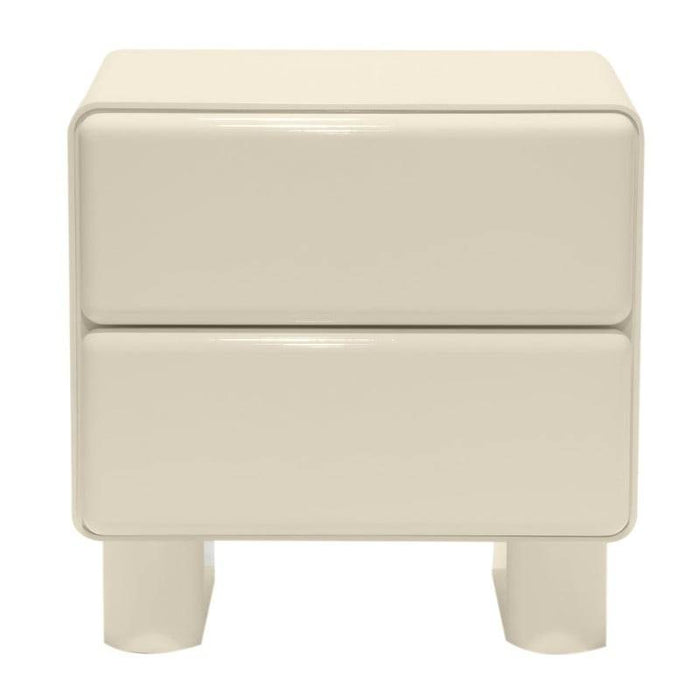 Comodino AGOS con cassetti, bianco crema, forme arrotondate