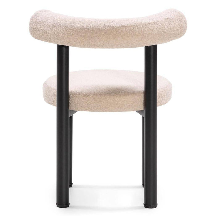 Sedia da Pranzo PERER, Beige Bouclé/Gambe Nere