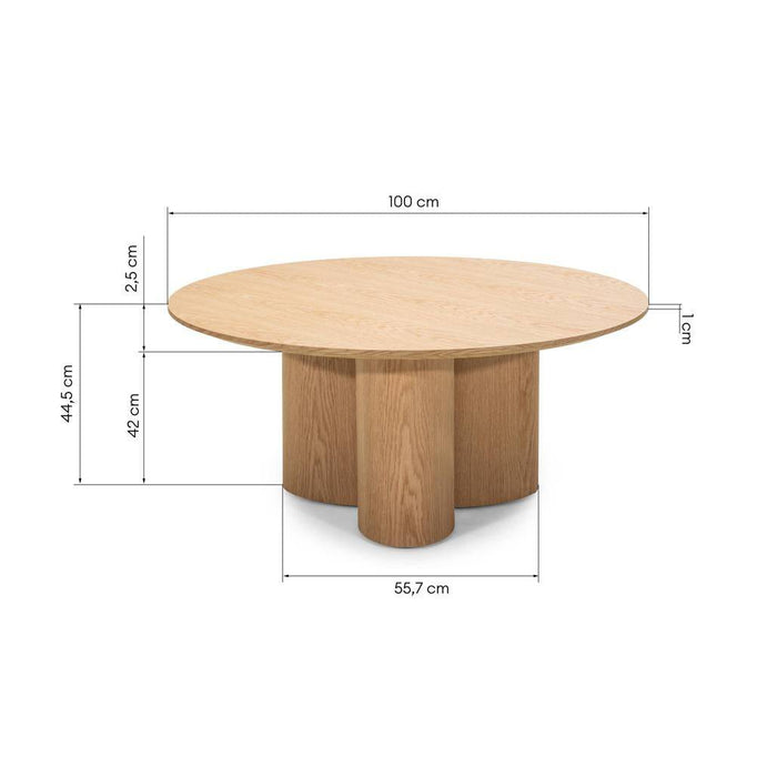 Tavolino NAORA rotondo 100 cm, rovere naturale