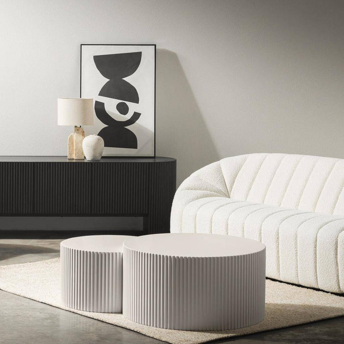 Set tavolini da caffè ZOE rigato grigio-beige