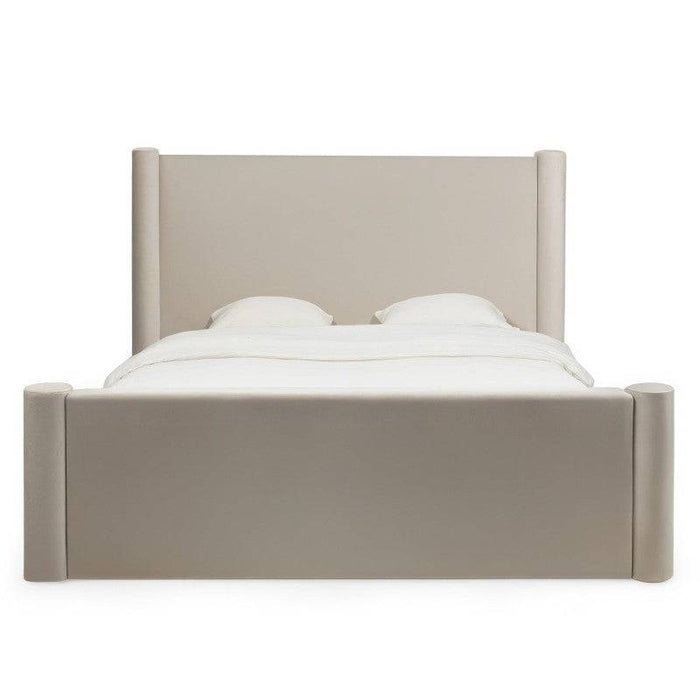 Letto ZENNA imbottito 160x200 cm, velluto beige chiaro