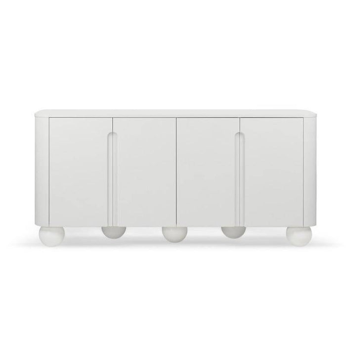Cassettiera SQUAREN bianca, 4 ante, forme arrotondate