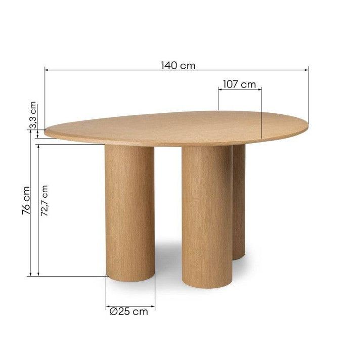 VISPI Tavolo da Pranzo 140 cm, Rovere Naturale