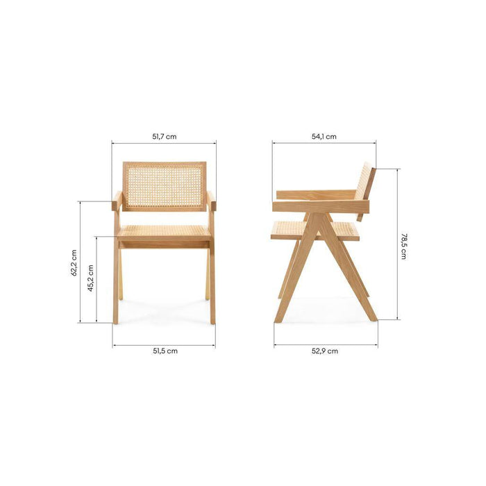 Sedia RENE in legno con intreccio viennese, rattan naturale