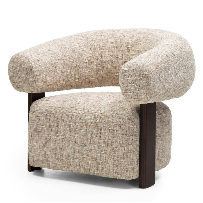Poltrona MONIQUE, Beige Grigio/Noce, Forme Arrotondate