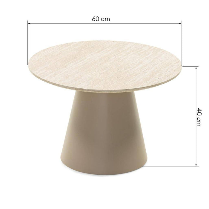 Tavolino da caffè rotondo OREZ, beige travertino