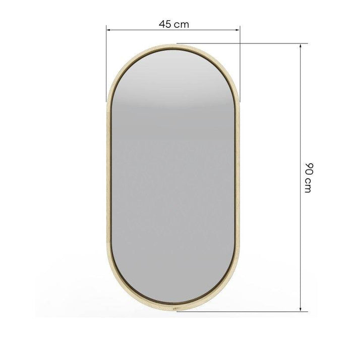 Specchio SIMPLE 45x90 cm, forma ovale, legno naturale