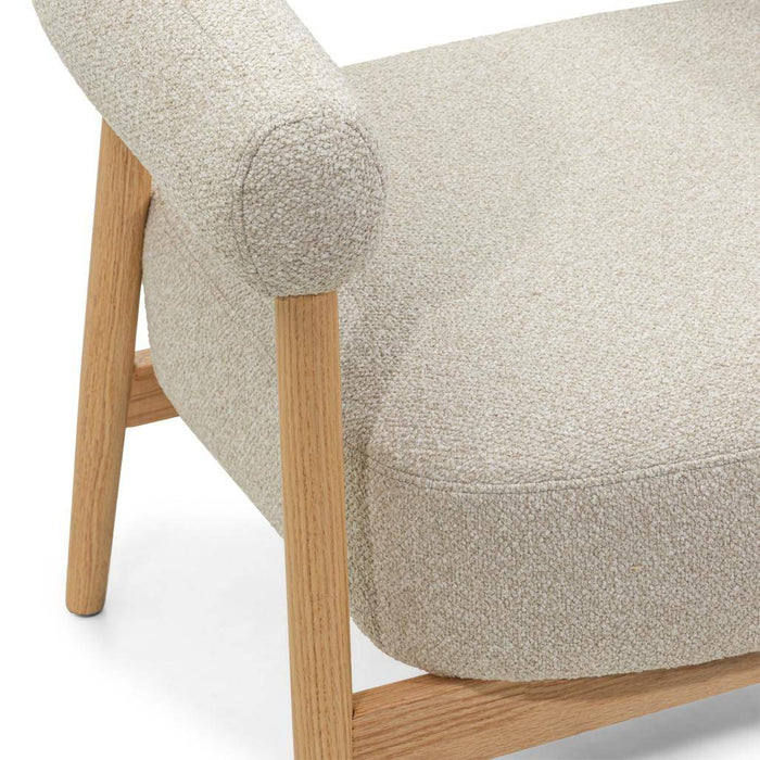 Poltrona MUE beige chiaro con legno di quercia