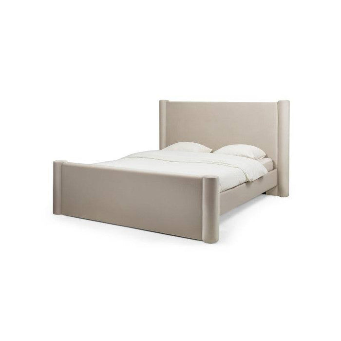 Letto ZENNA imbottito 160x200 cm, velluto beige chiaro